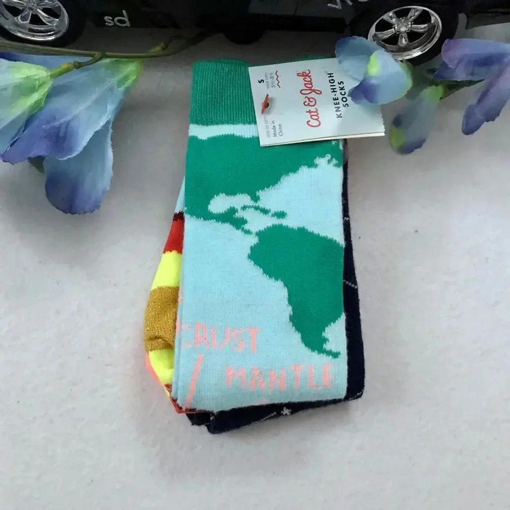Cat & Jack NWT 2 Pairs Knee-High Socks Girls S (5.5-8.5)